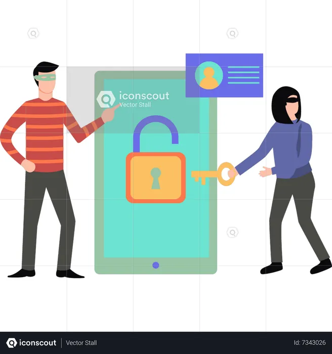 Two hackers opened mobile phone  Illustration