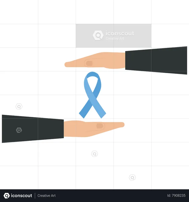 Two hands hold a bladder cancer ribbon symbol  Illustration