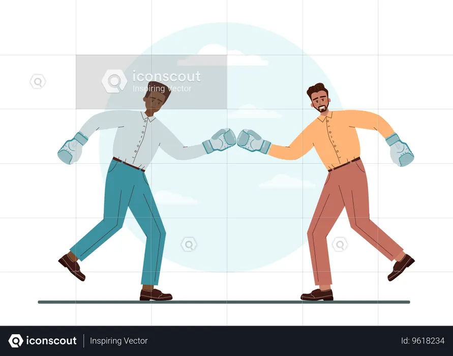 Two men doing business battle with each other  Illustration