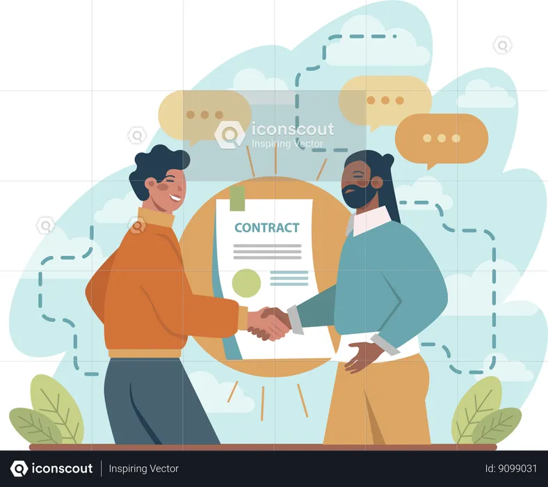 Two men doing business deal  Illustration