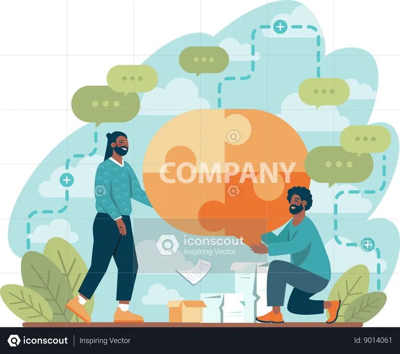 Two men doing company work  Illustration