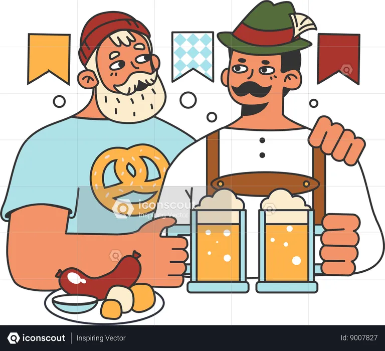 Two men enjoying beer  Illustration