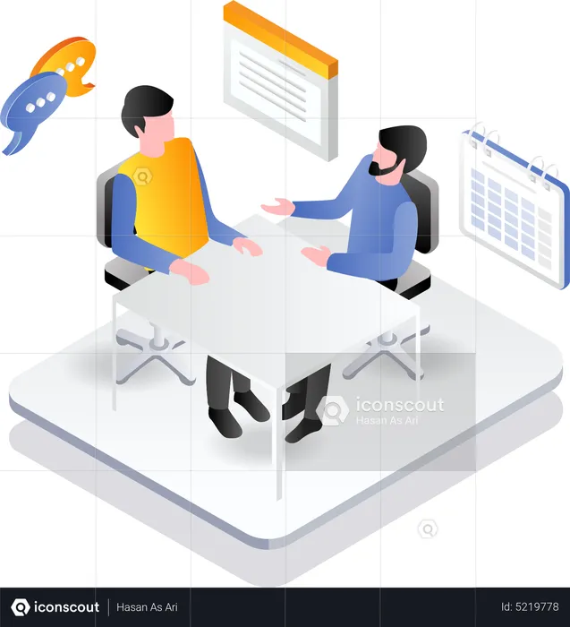 Two men having a discussion about a business plan  Illustration