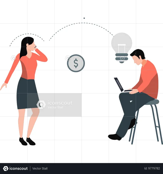 Two people doing business work  Illustration