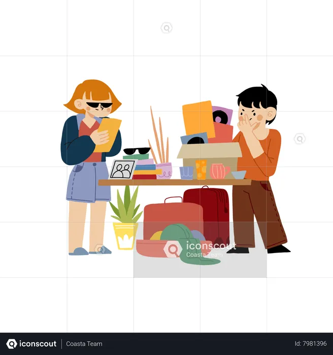 Two people doing shopping  Illustration