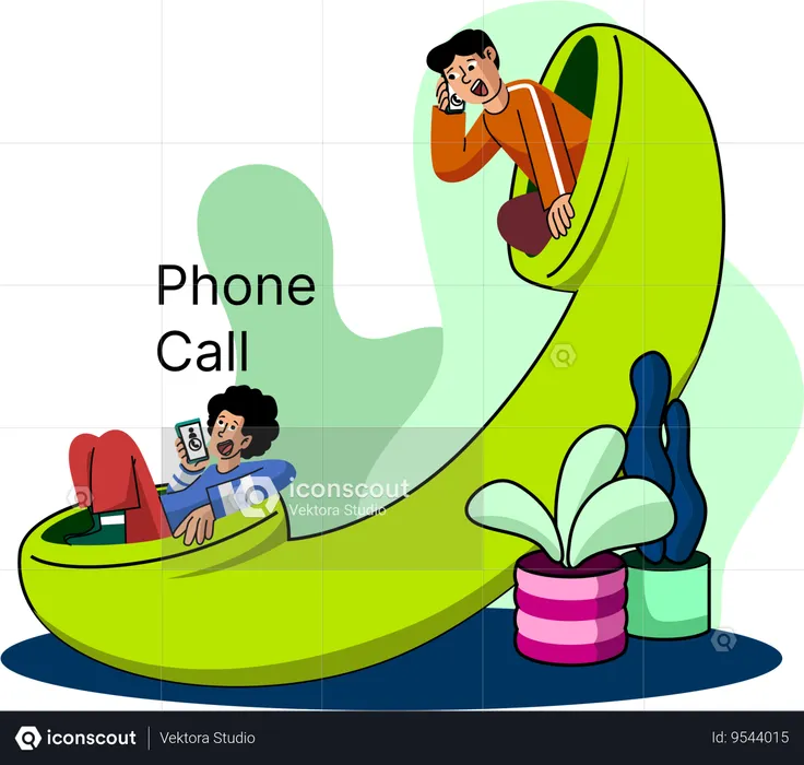 Two people happily conversing over a phone call  Illustration