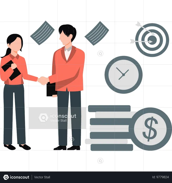 Two people have finalized the business deal  Illustration