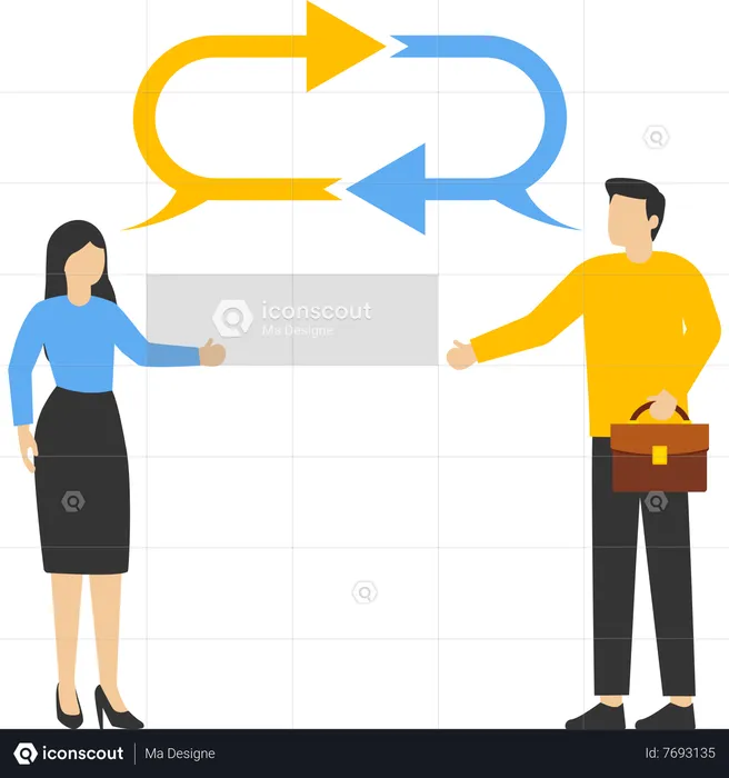 Two person have communication skills and client relations  Illustration