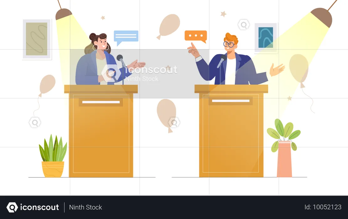 Two political candidate doing political conflict  Illustration