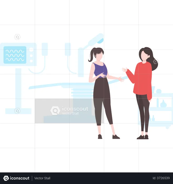 Two women discussing about skin treatment  Illustration