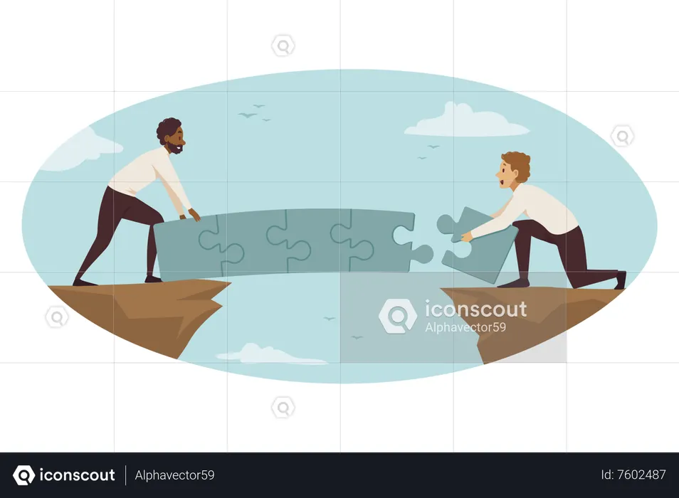 Two young man solving business problem  Illustration