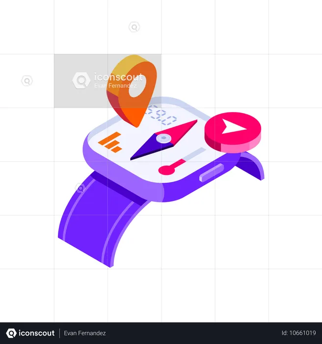 Ubicación en el reloj inteligente  Ilustración