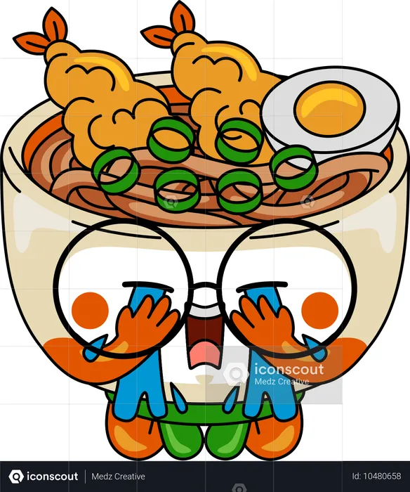 Udon Mascot Character crying  Illustration