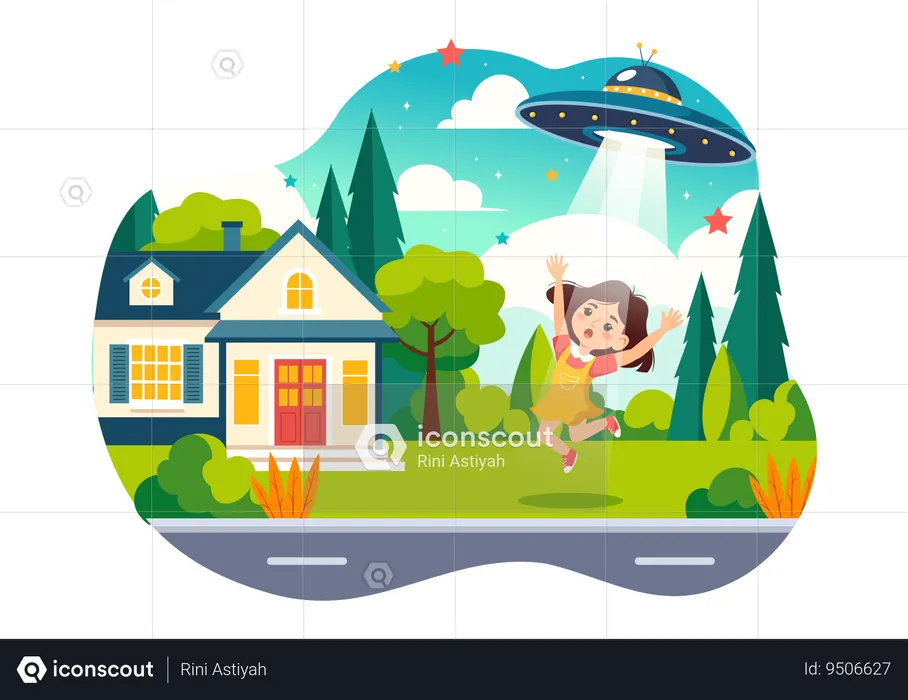 UFO Flying  Illustration