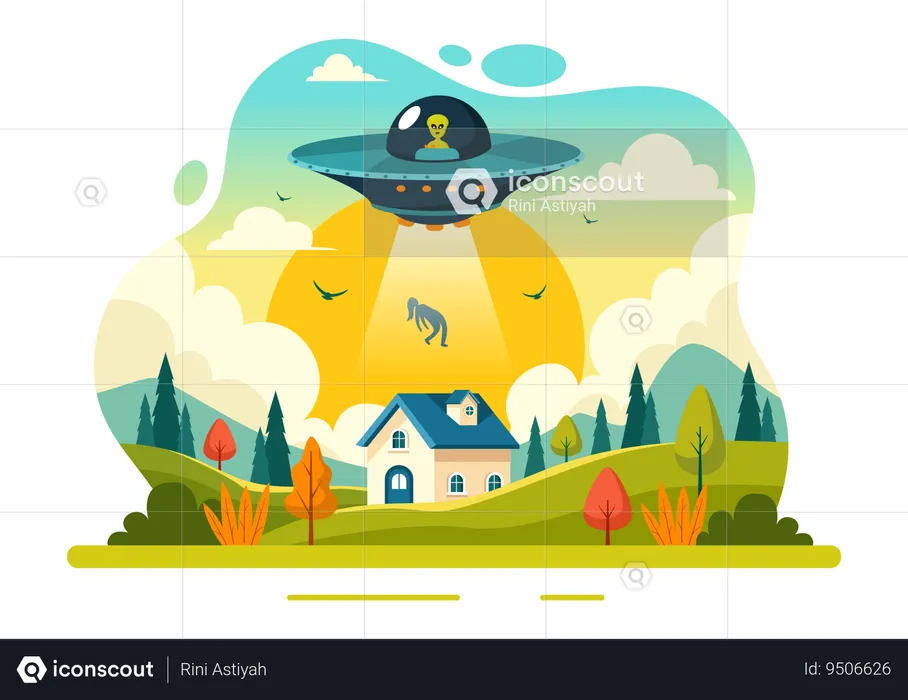 UFO Flying  Illustration