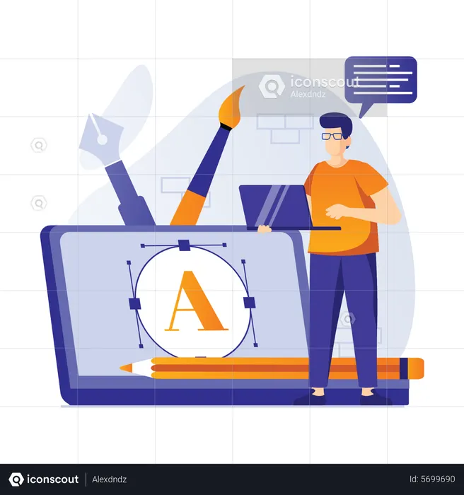 UI Designer working on App UI  Illustration