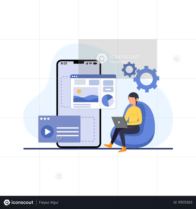 UI Designer working on App  Illustration