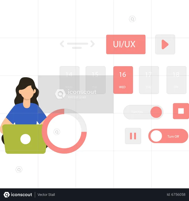 Ui ux designer working on laptop  Illustration