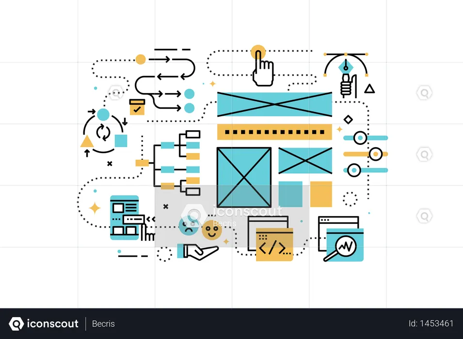 Abbildung der UI/UX-Designliniensymbole  Illustration