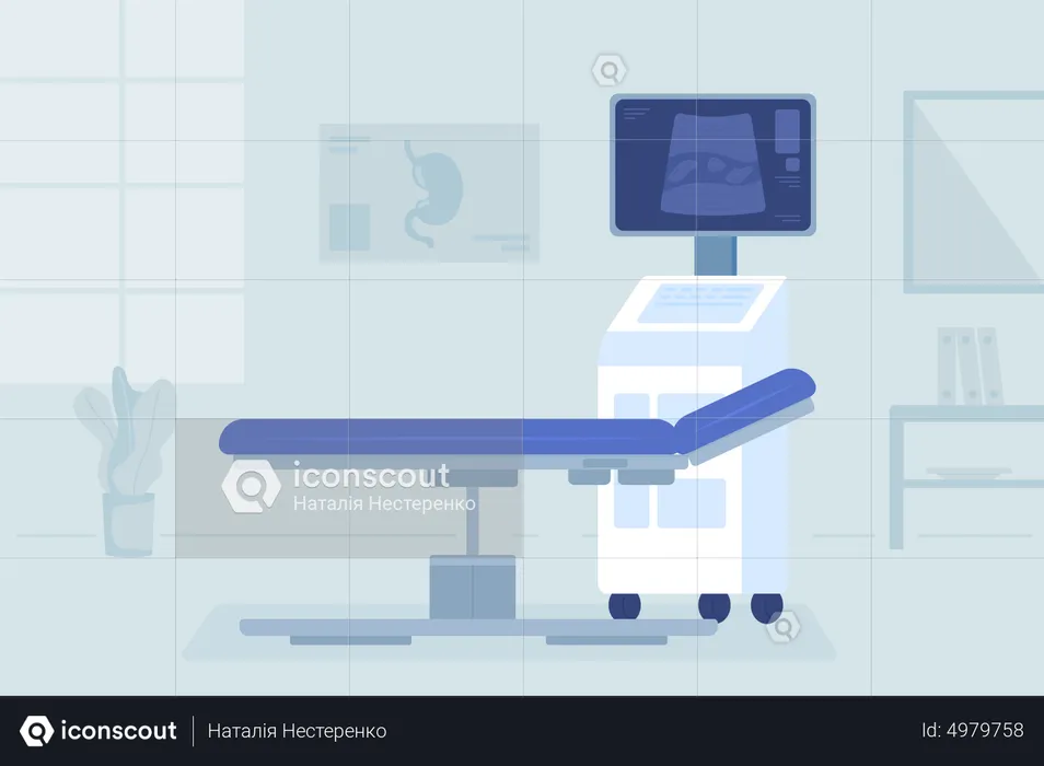 Ultrasound machine for patient examination  Illustration