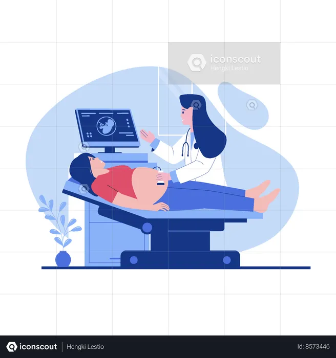 Ultrasound pregnancy screening  Illustration