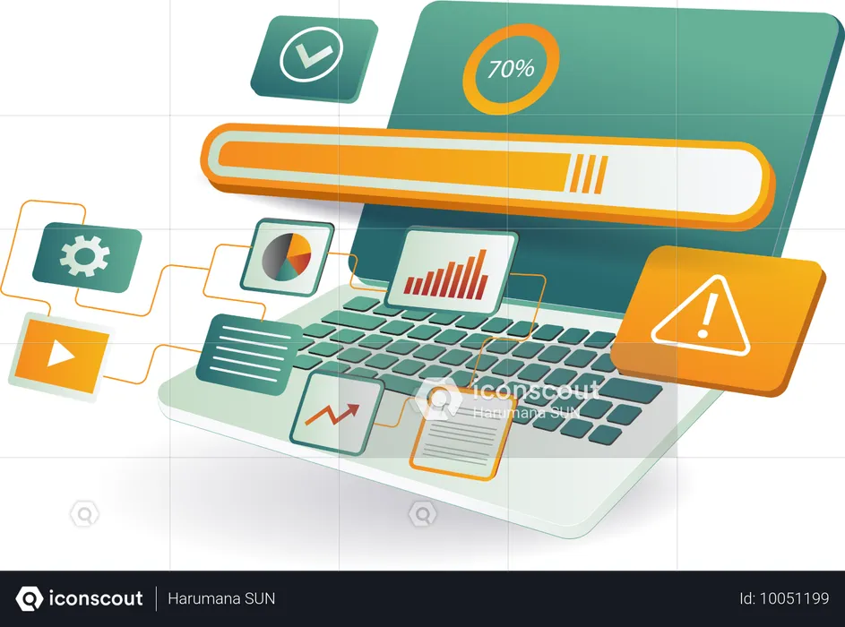 Um laptop exibindo uma barra de pesquisa  Ilustração