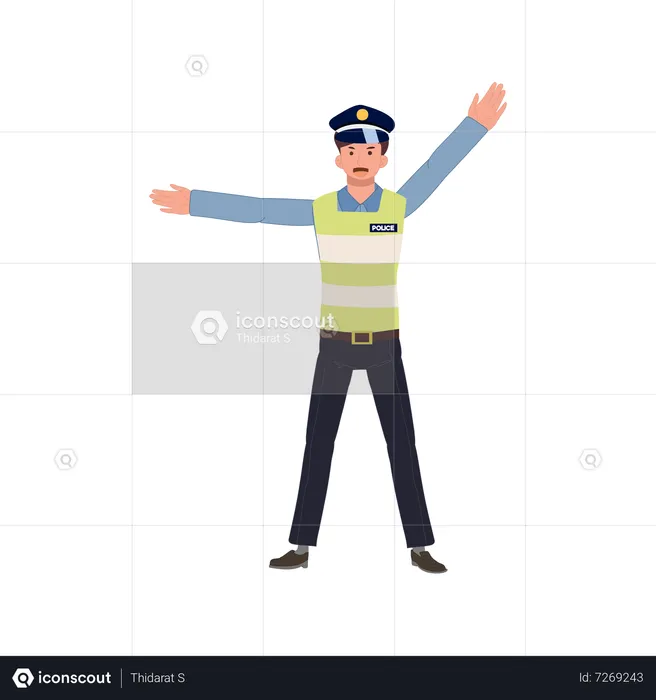 Uma polícia de trânsito está cedendo  Ilustração