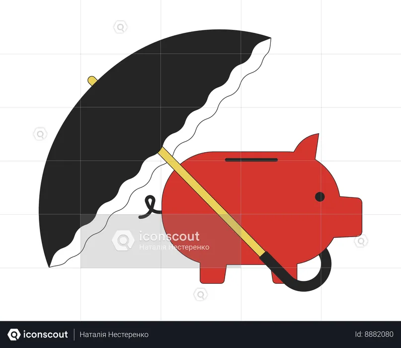Umbrella cover piggy bank  Illustration