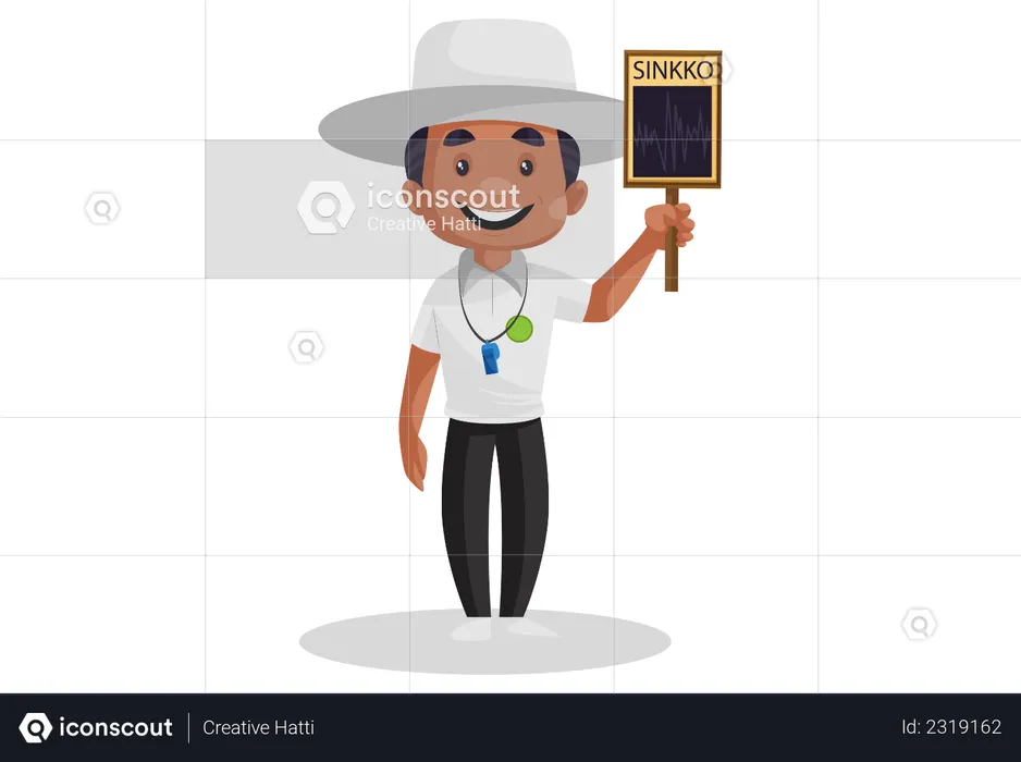 Umpire holding signboard  Illustration