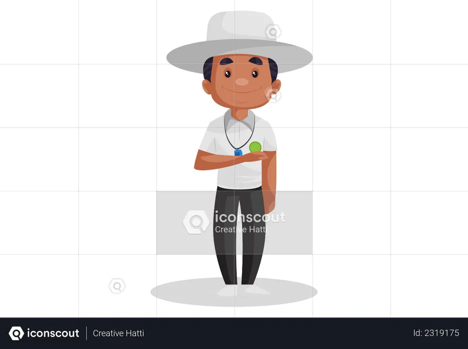 Umpire showing four run signal  Illustration