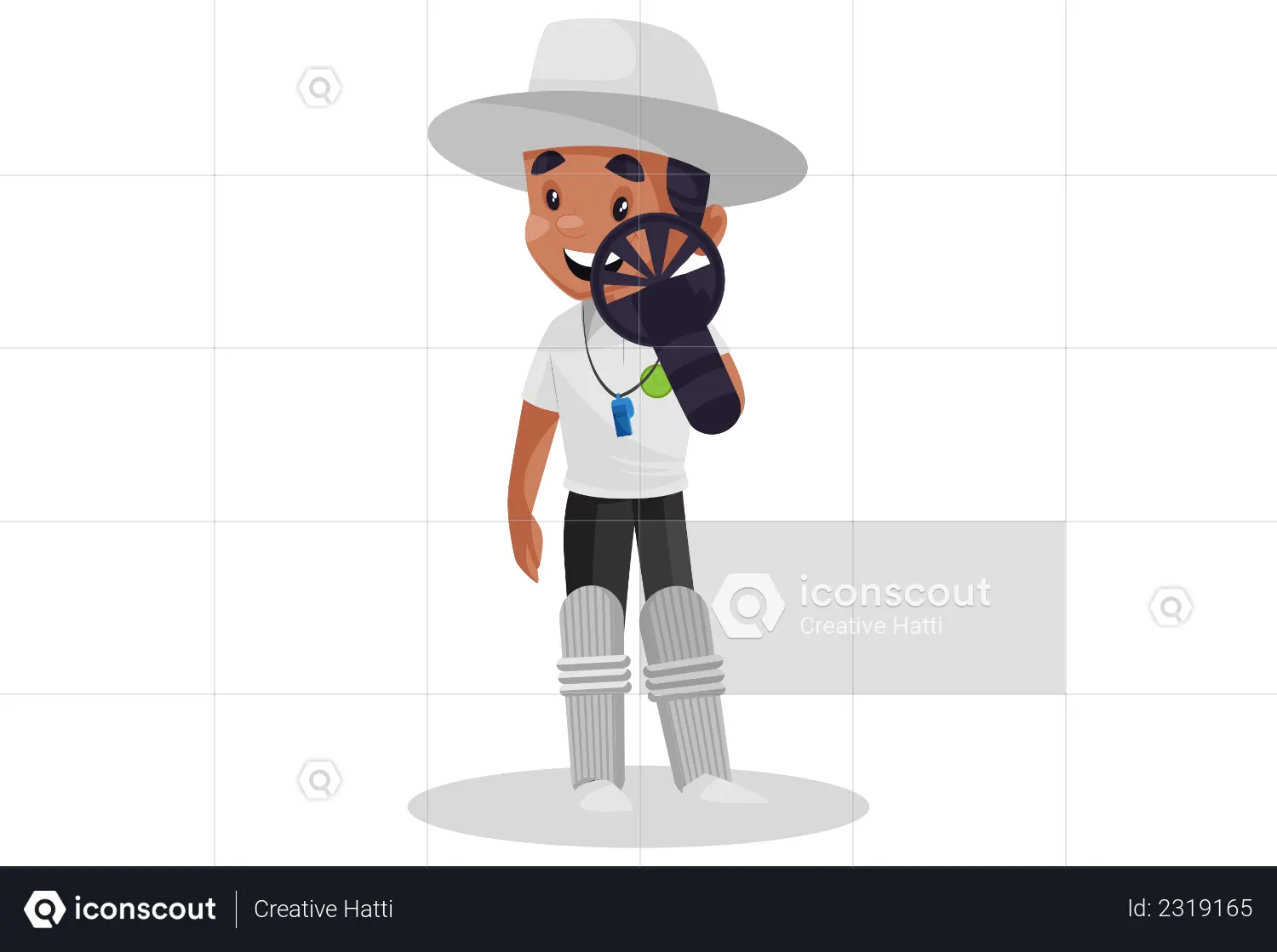 Best Umpire wearing forearm shield and cricket pads Illustration