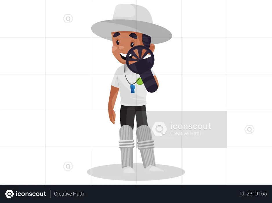 Umpire wearing forearm shield and cricket pads  Illustration