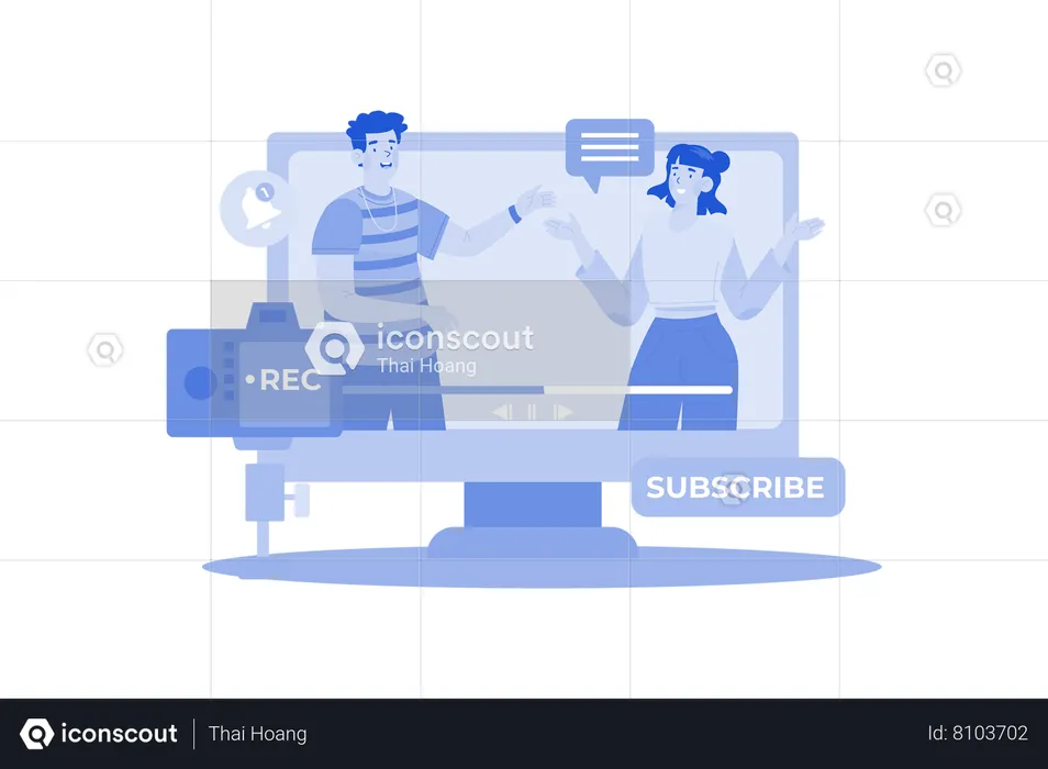 Un créateur collabore avec d'autres créateurs pour créer une vidéo  Illustration