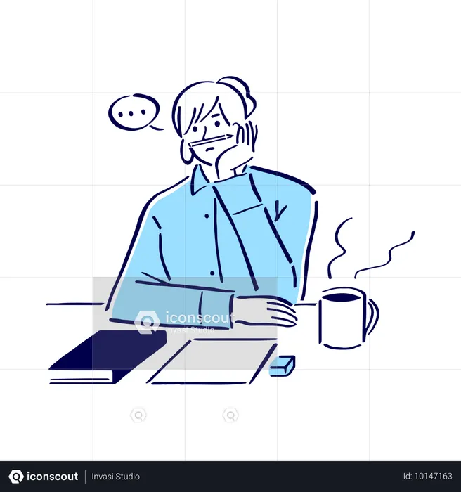 Un employé a besoin d'un café chaud pendant qu'il travaille  Illustration
