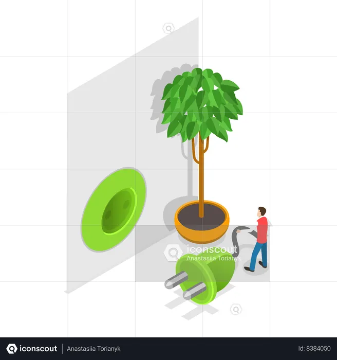 Le garçon débranche un appareil électrique  Illustration