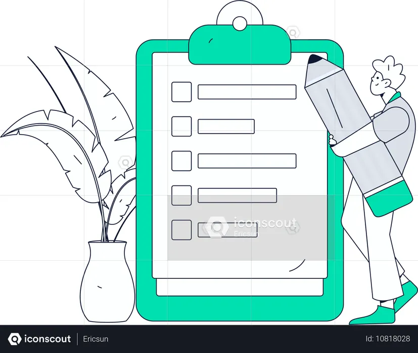 Un garçon travaille sur le sentiment des clients  Illustration