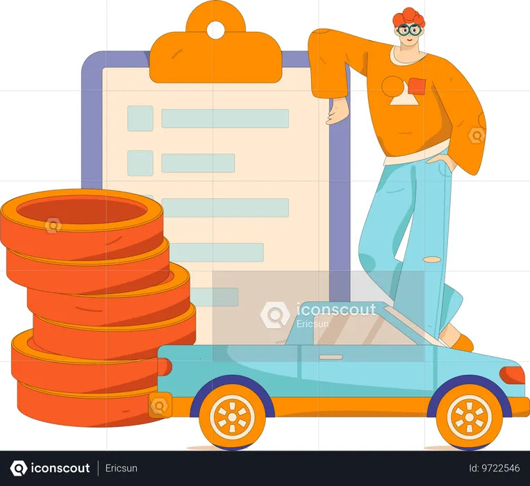 Un homme contracte un prêt pour une nouvelle voiture  Illustration