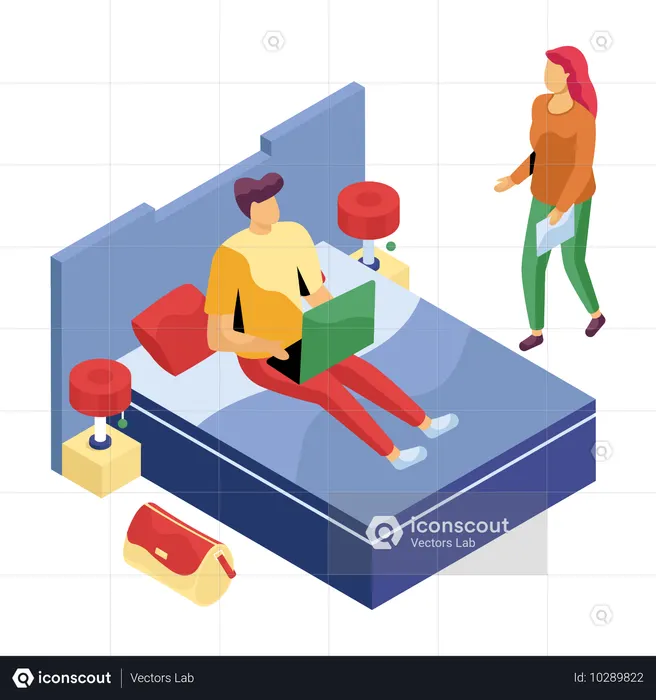 Un homme travaille à distance pour assister à une réunion  Illustration