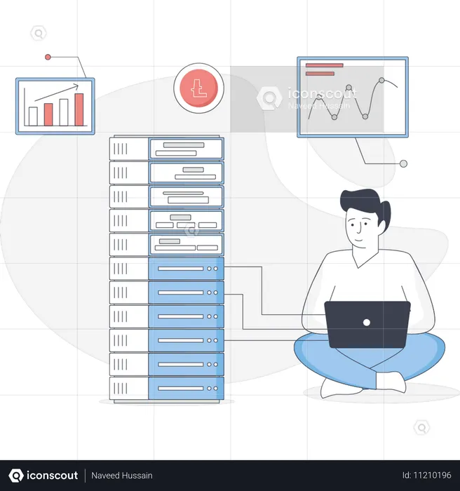 Un homme travaille sur une plateforme de crypto-monnaie  Illustration