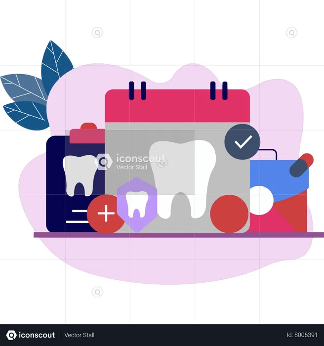 Un rendez-vous chez le dentiste est marqué sur le calendrier  Illustration