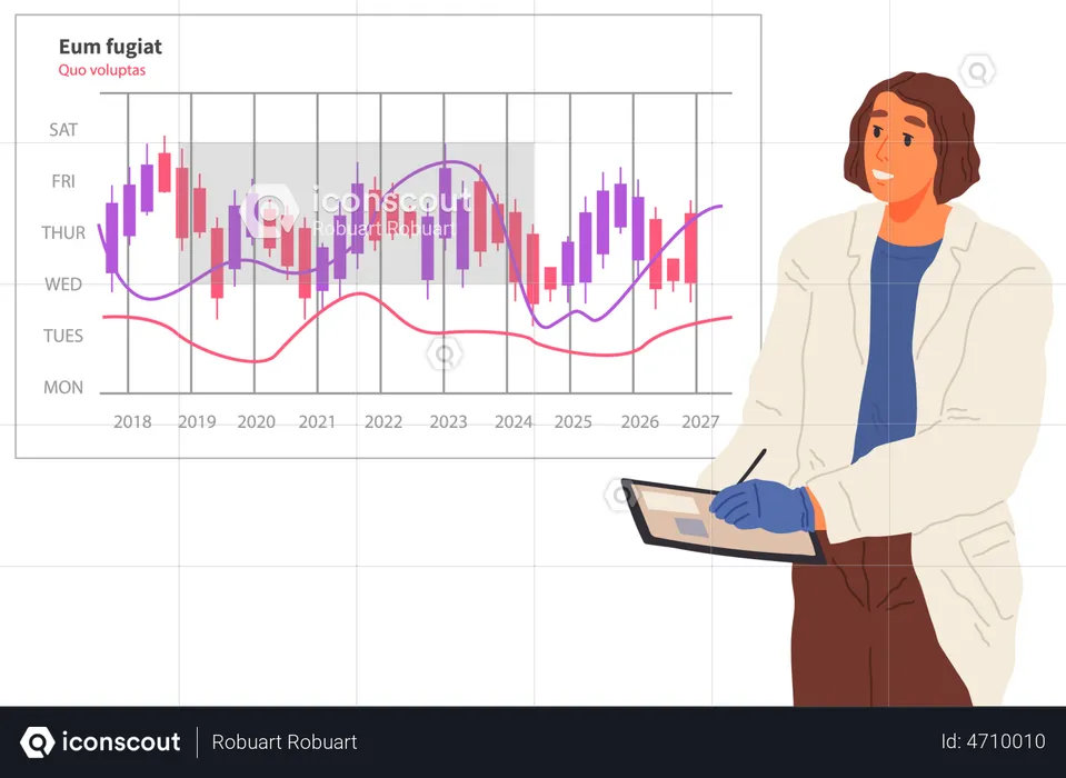 Un scientifique travaille avec l'analyse de données  Illustration