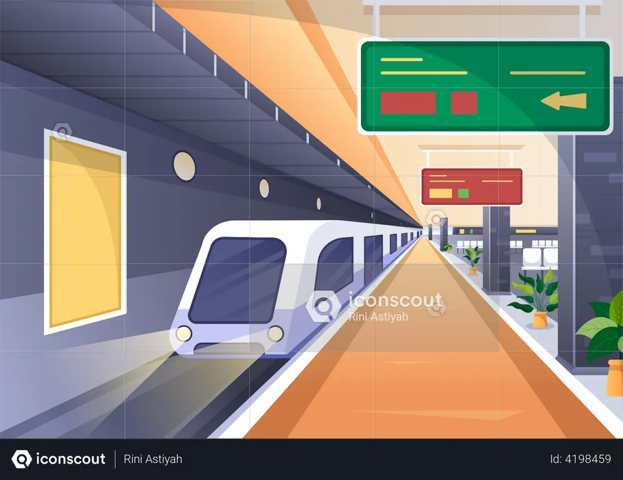 Underground Train Station  Illustration