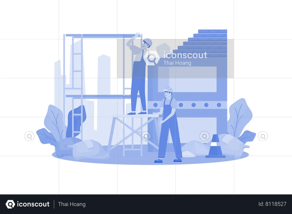 Une entreprise de construction construit un nouveau complexe résidentiel  Illustration