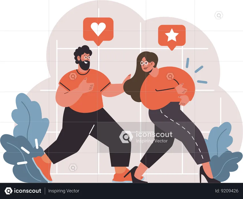 Une femme obtient ses likes préférés sur les réseaux sociaux  Illustration