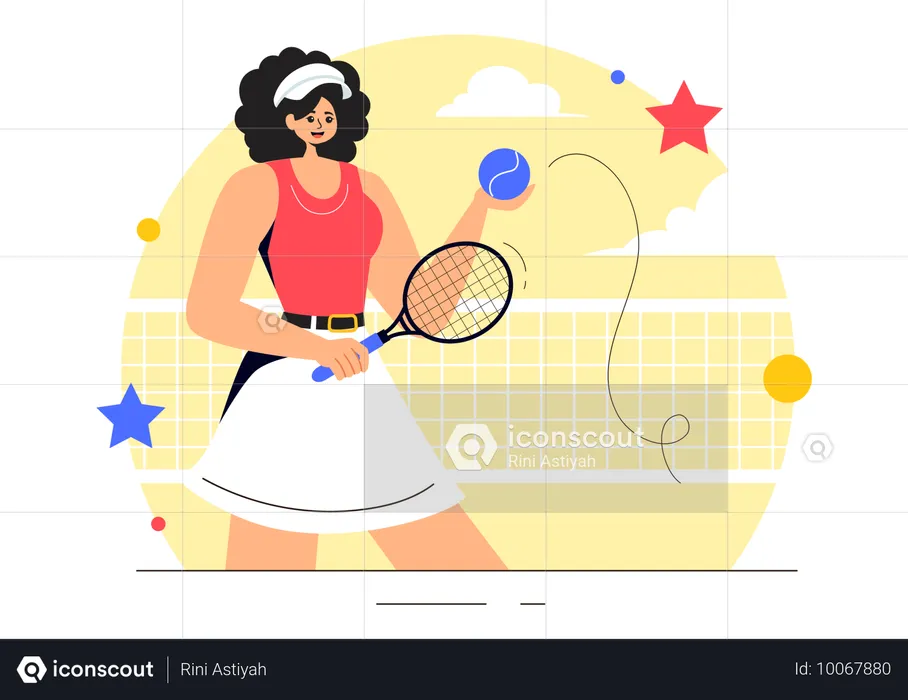 Une femme participe à un match de tennis de table  Illustration