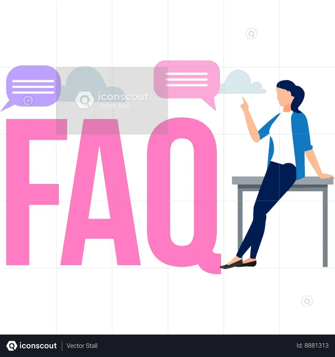 La fille parle du service d'assistance FAQ  Illustration