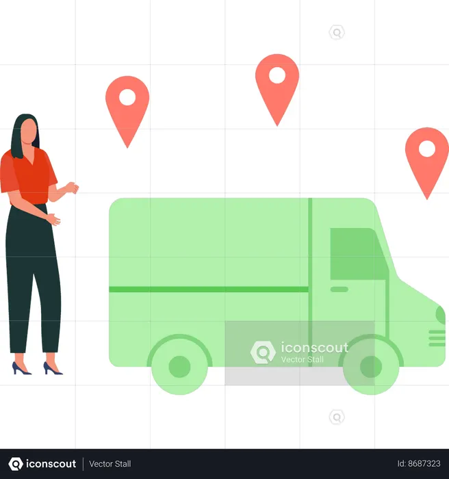 Une fille suit la commande en ligne  Illustration