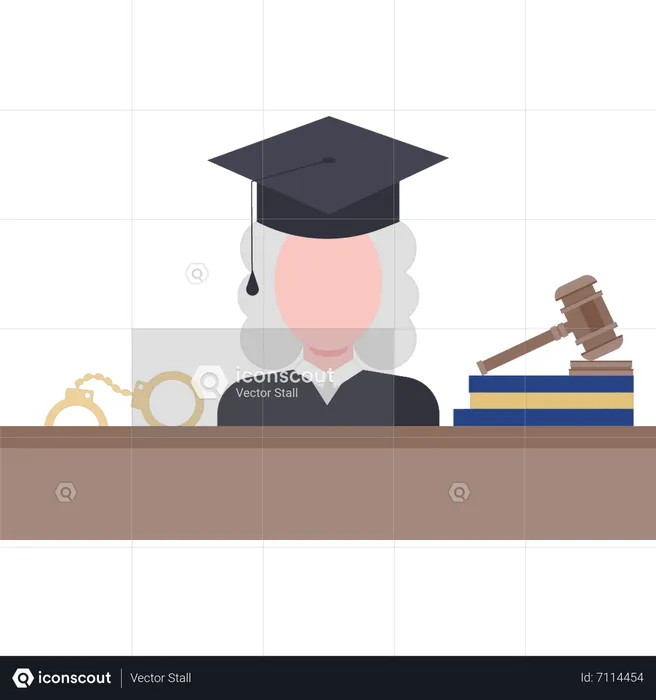 Une juge est dans la salle d'audience  Illustration
