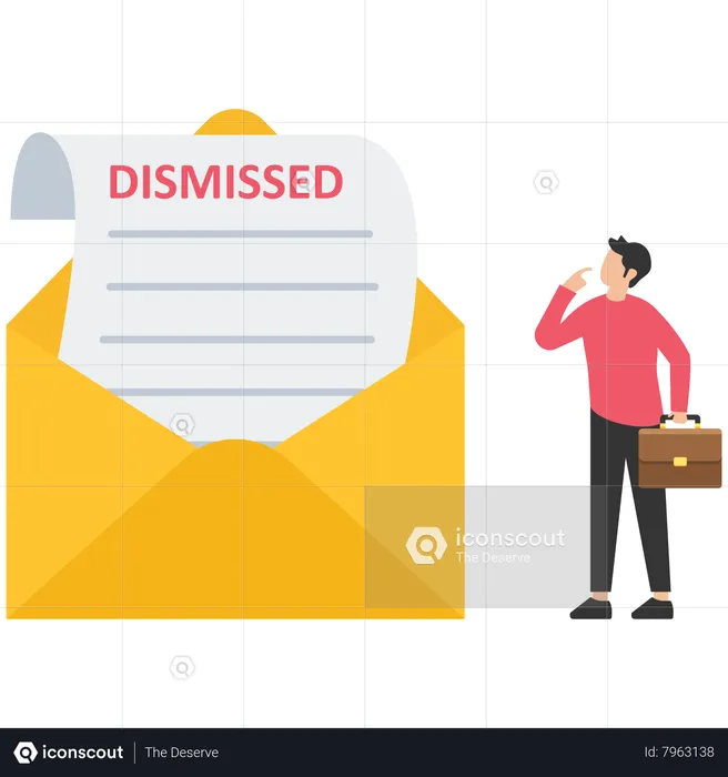 Unemployed businessman walk away from dismissed email with his stuff  Illustration