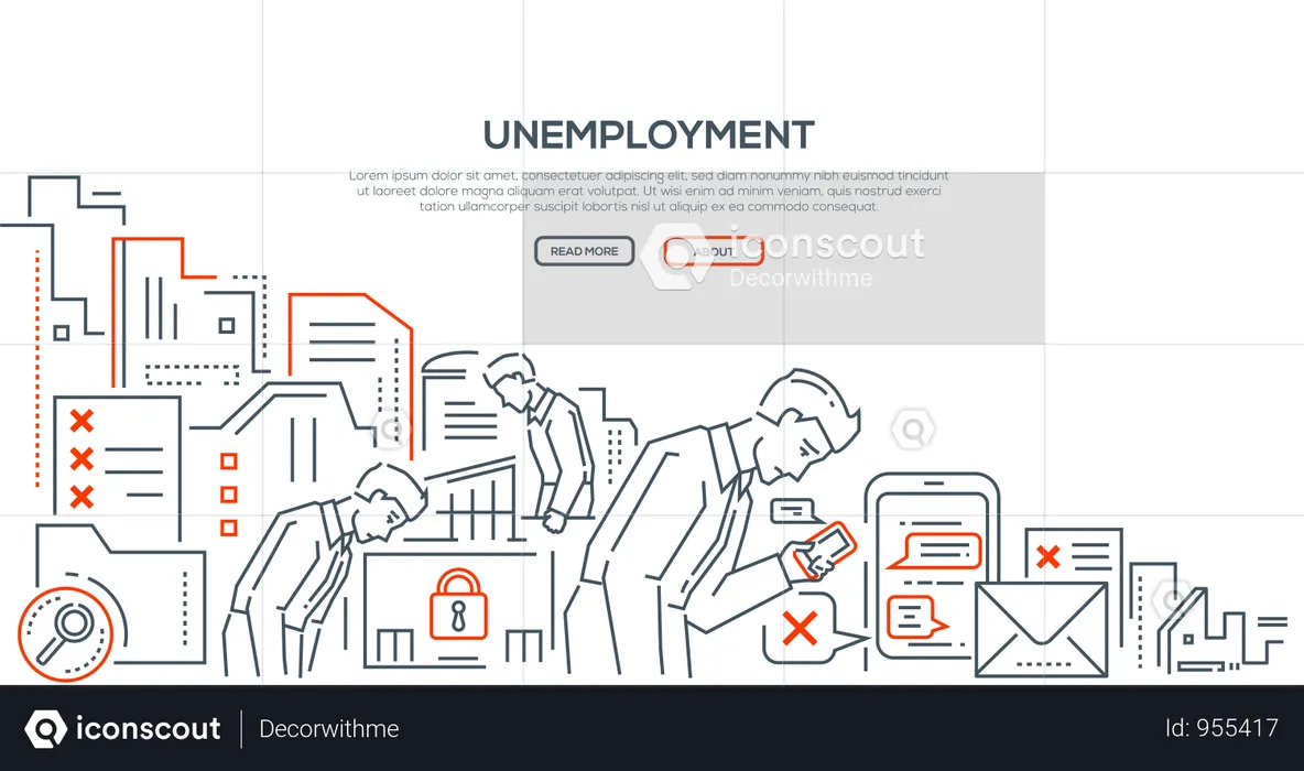 Unemployment - Modern Line Design Style Illustration  Illustration